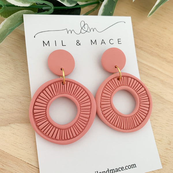 Sarah Dusty Pink Polymer Clay Dangle Earrings