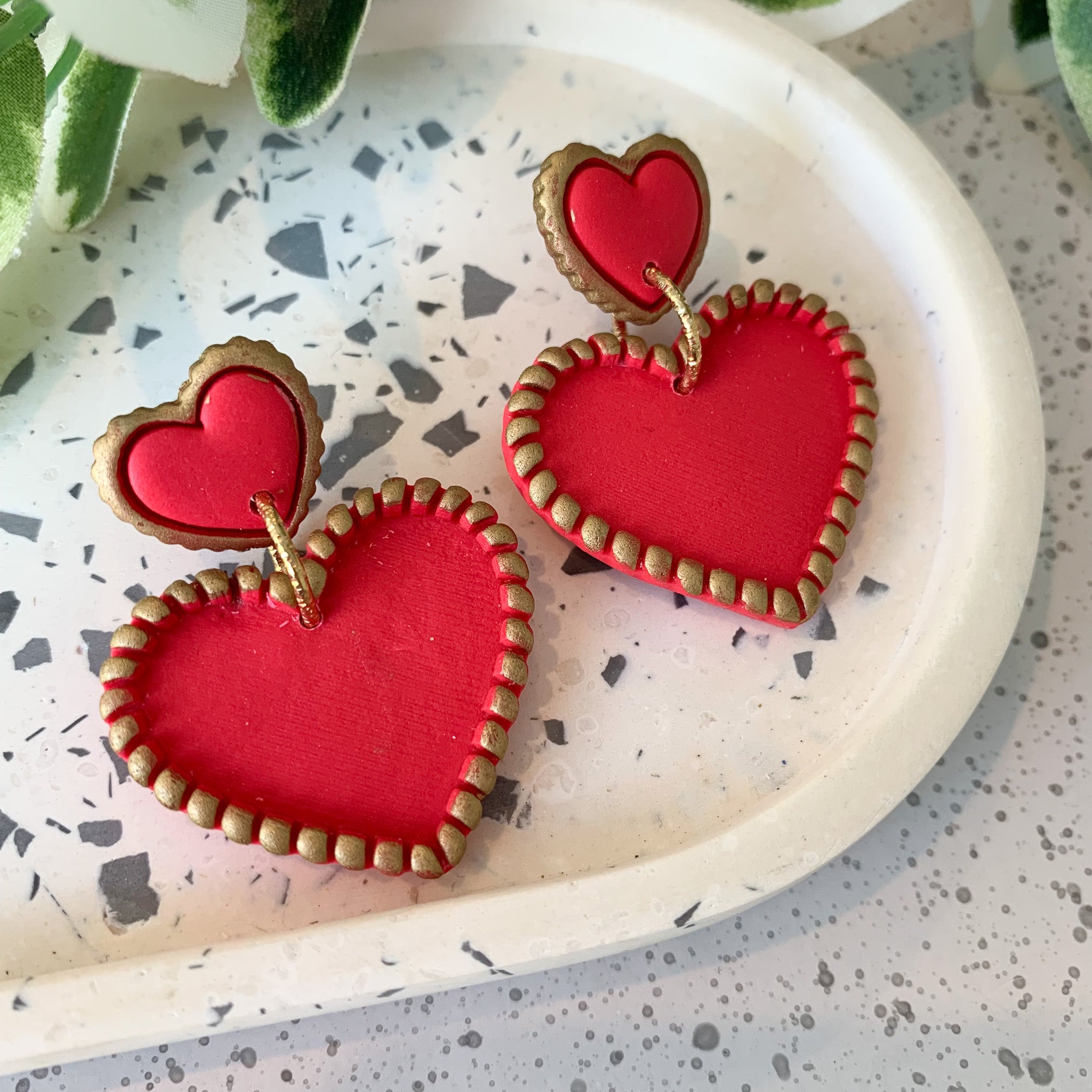 Heart of Hearts Polymer Clay Dangle Earrings
