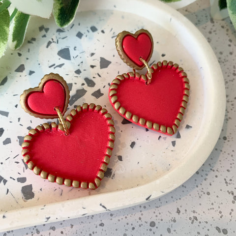 Heart of Hearts Polymer Clay Dangle Earrings