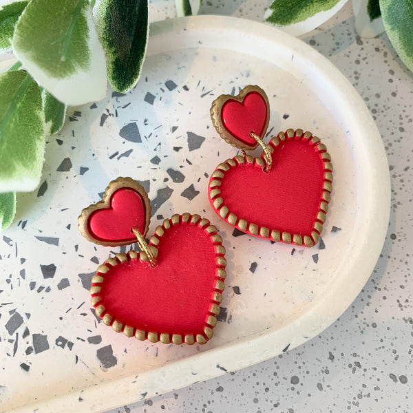 Heart of Hearts Polymer Clay Dangle Earrings