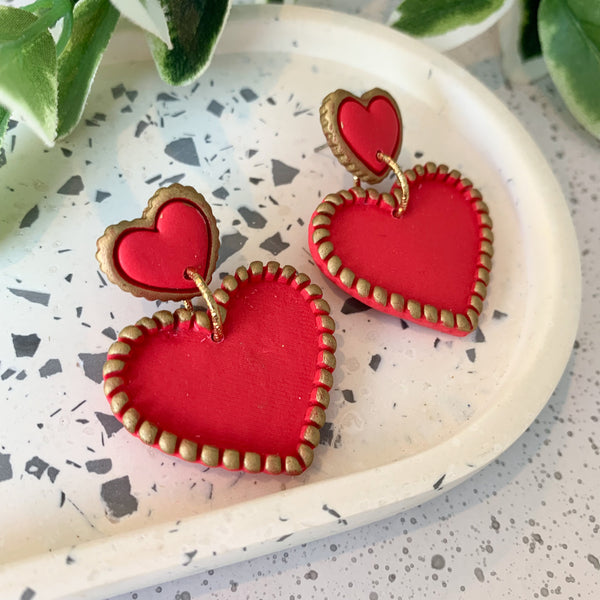 Heart of Hearts Polymer Clay Dangle Earrings
