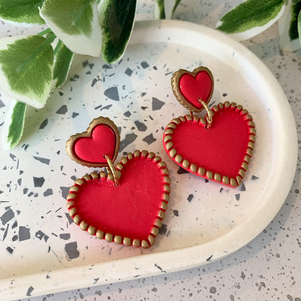 Heart of Hearts Polymer Clay Dangle Earrings