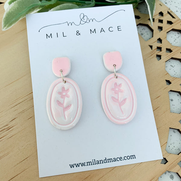 Floral Polymer Clay Dangle Earrings