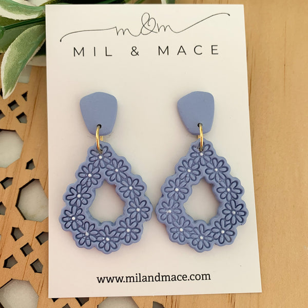 Cornflower Blue Polymer Clay Dangle Earrings