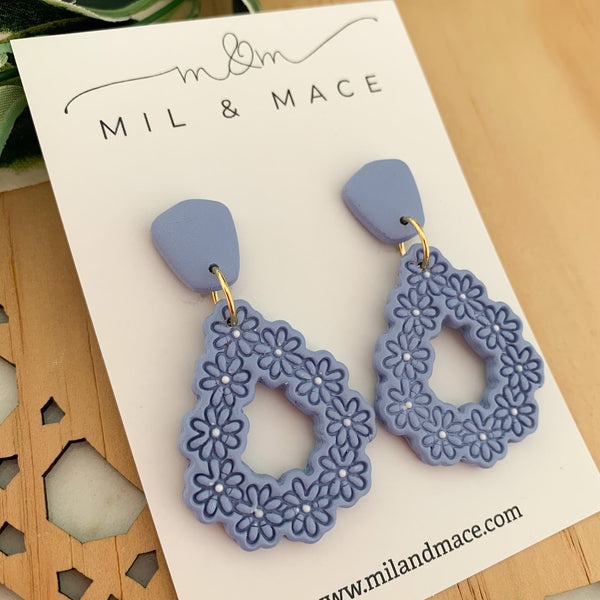 Cornflower Blue Polymer Clay Dangle Earrings