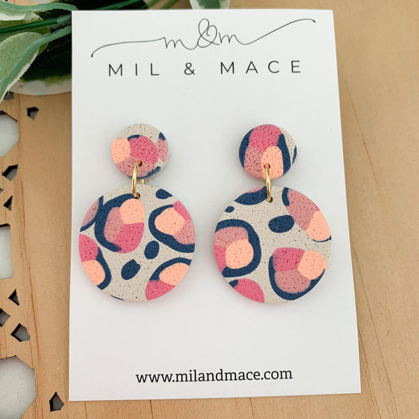 Abstract Leopard Polymer Clay Dangle Earrings