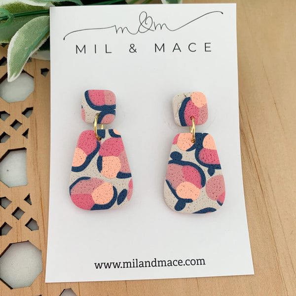 Abstract Leopard Polymer Clay Dangle Earrings