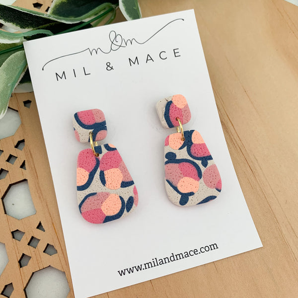 Abstract Leopard Polymer Clay Dangle Earrings