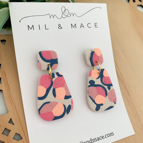 Abstract Leopard Polymer Clay Dangle Earrings