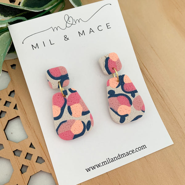 Abstract Leopard Polymer Clay Dangle Earrings