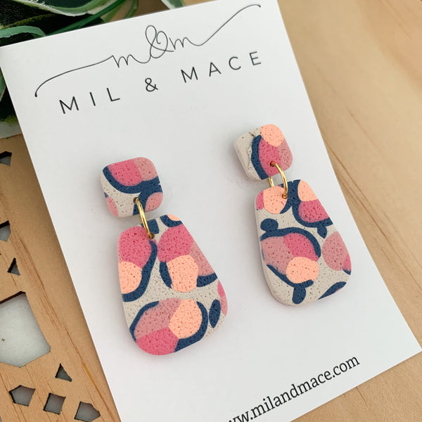 Abstract Leopard Polymer Clay Dangle Earrings