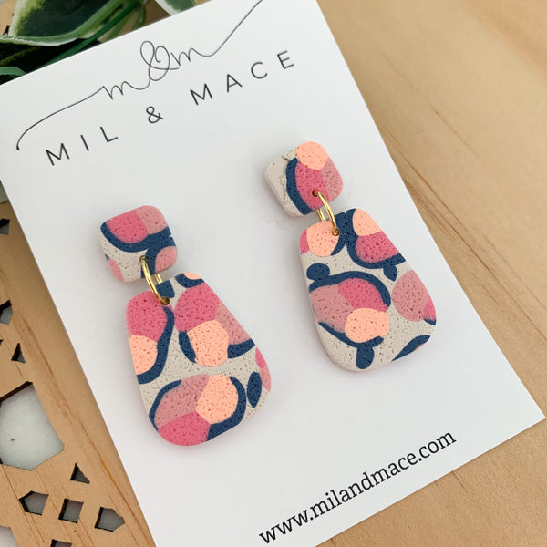 Abstract Leopard Polymer Clay Dangle Earrings