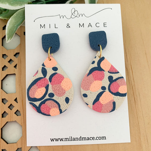 Abstract Leopard Polymer Clay Dangle Earrings