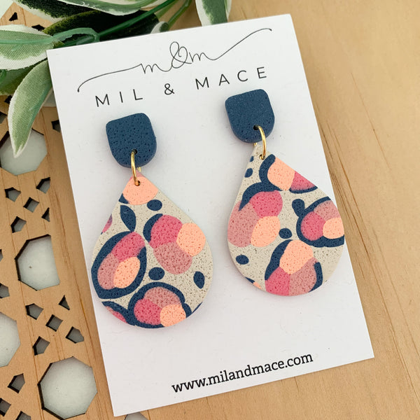 Abstract Leopard Polymer Clay Dangle Earrings