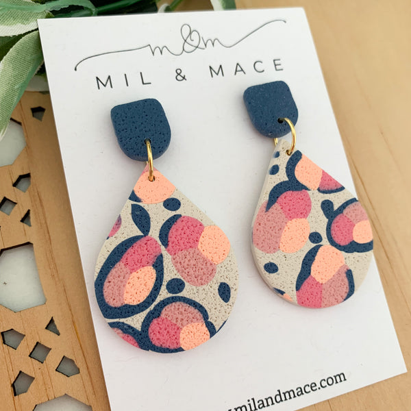 Abstract Leopard Polymer Clay Dangle Earrings