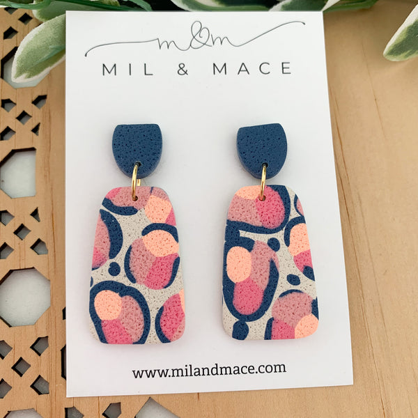 Abstract Leopard Polymer Clay Dangle Earrings