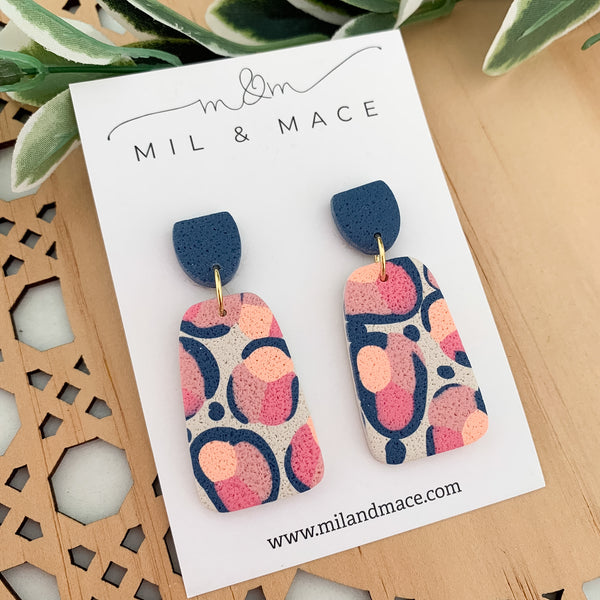 Abstract Leopard Polymer Clay Dangle Earrings