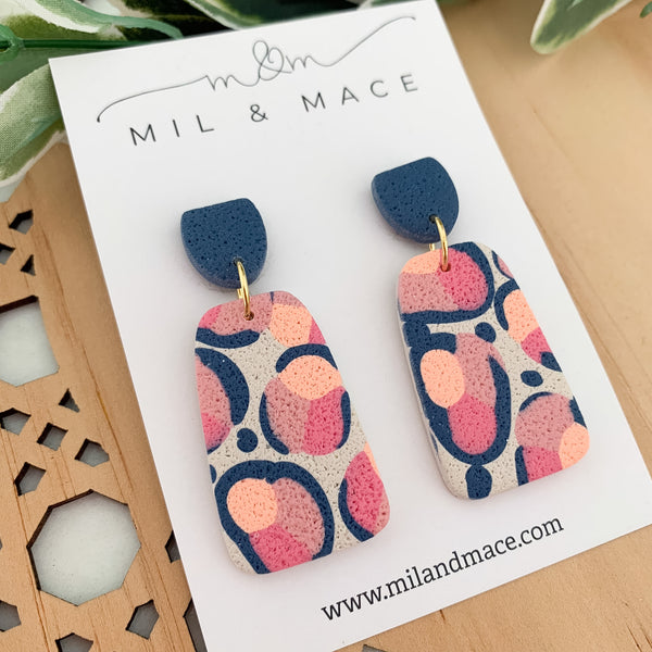 Abstract Leopard Polymer Clay Dangle Earrings
