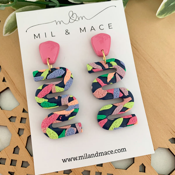 Brights Layer Polymer Clay Dangle Earrings