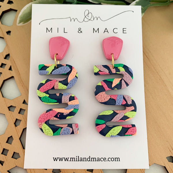 Brights Layer Polymer Clay Dangle Earrings