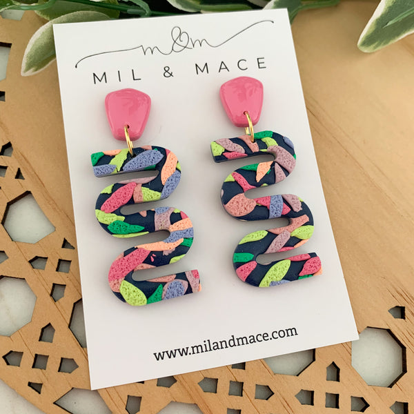 Brights Layer Polymer Clay Dangle Earrings