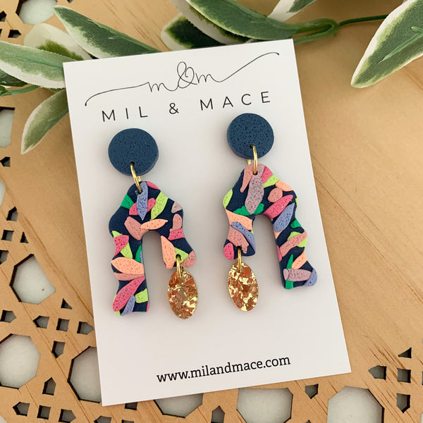Brights Layer Polymer Clay Dangle Earrings