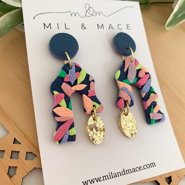 Brights Layer Polymer Clay Dangle Earrings