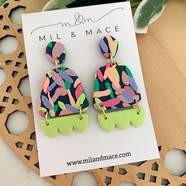 Brights Layer Polymer Clay Dangle Earrings