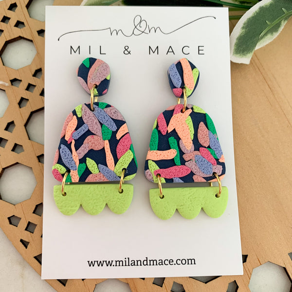 Brights Layer Polymer Clay Dangle Earrings