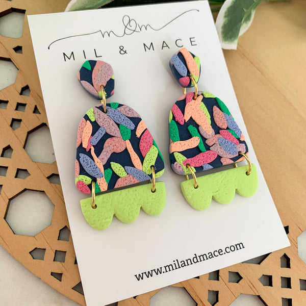 Brights Layer Polymer Clay Dangle Earrings