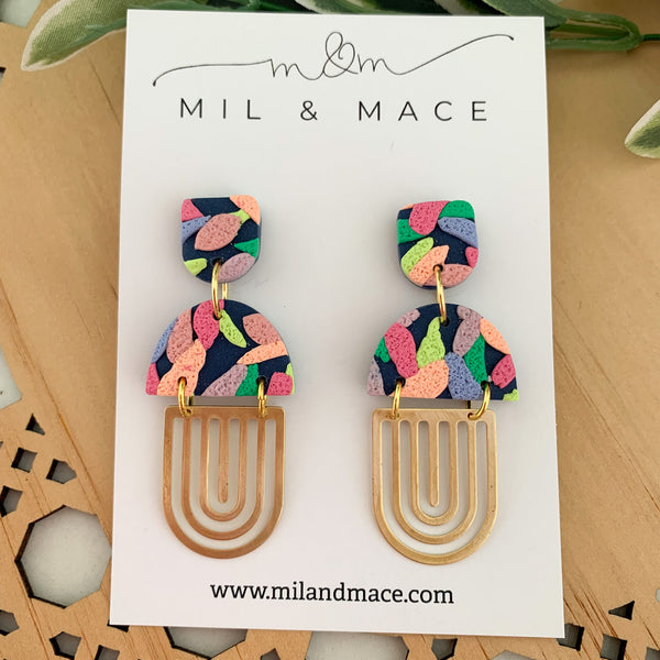 Brights Layer Polymer Clay Dangle Earrings