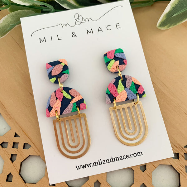 Brights Layer Polymer Clay Dangle Earrings