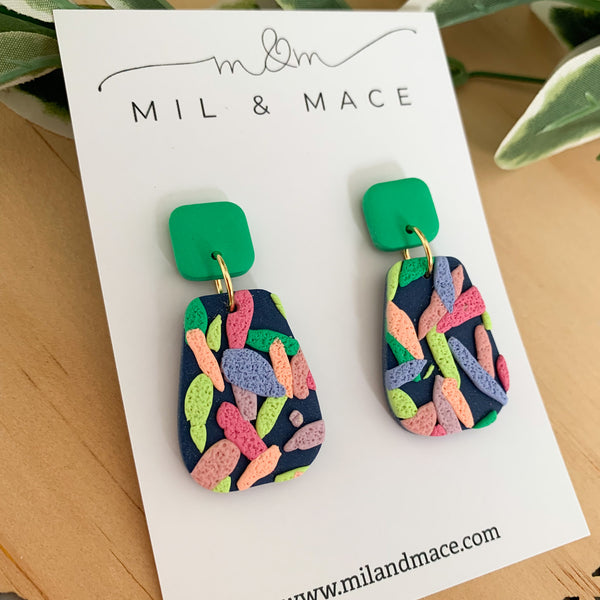 Brights Layer Polymer Clay Dangle Earrings