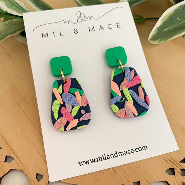Brights Layer Polymer Clay Dangle Earrings