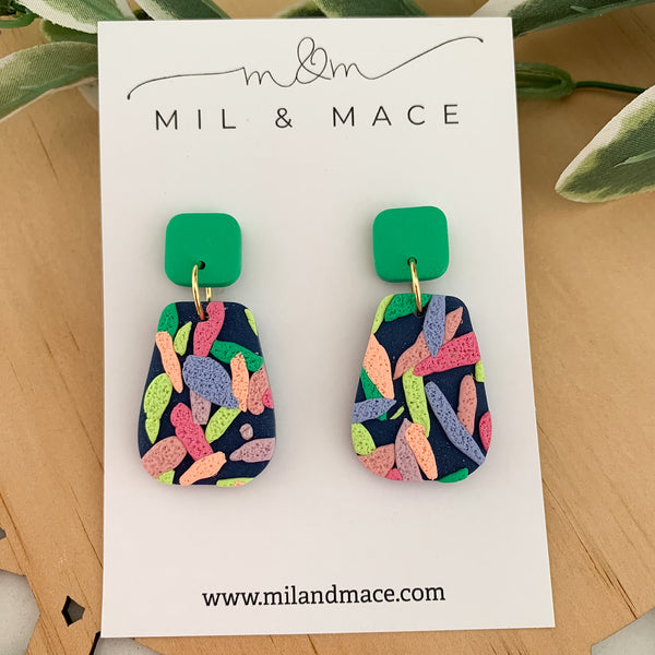 Brights Layer Polymer Clay Dangle Earrings