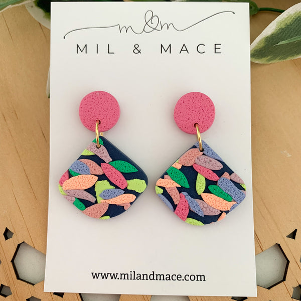 Brights Layer Polymer Clay Dangle Earrings