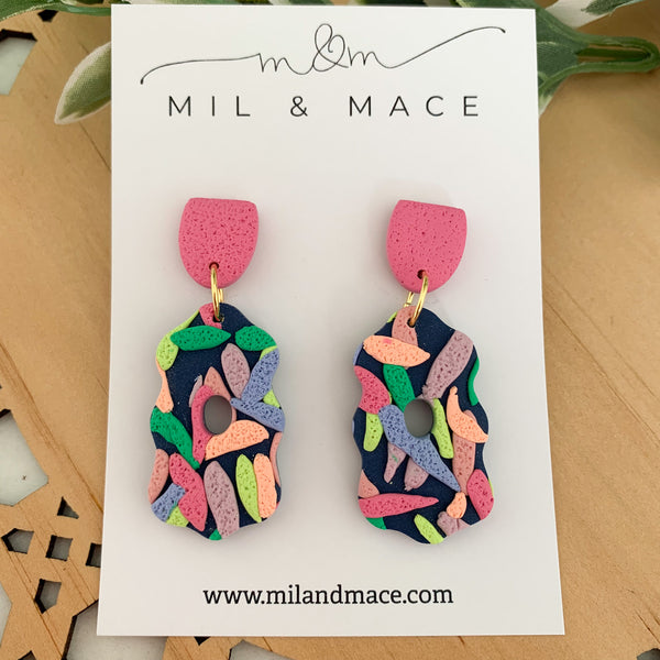 Brights Layer Polymer Clay Dangle Earrings