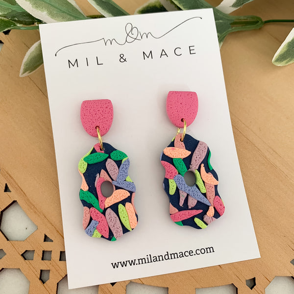 Brights Layer Polymer Clay Dangle Earrings
