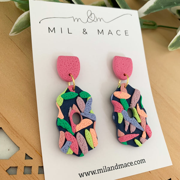 Brights Layer Polymer Clay Dangle Earrings