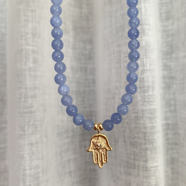 Gemstone Angelite Crystal Beaded Necklace