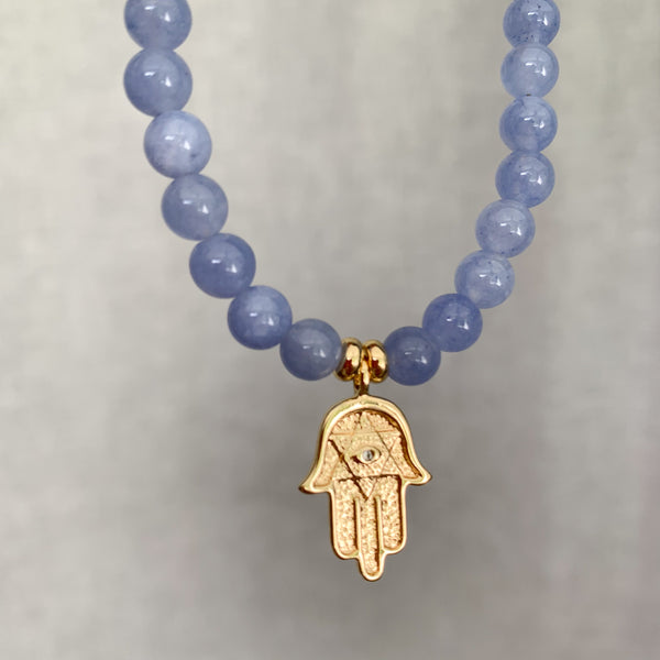 Gemstone Angelite Crystal Beaded Necklace