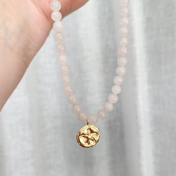 Gemstone Madagascar Rose Quartz Natural Beaded Necklace