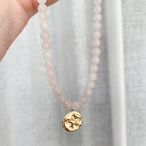 Gemstone Madagascar Rose Quartz Natural Beaded Necklace