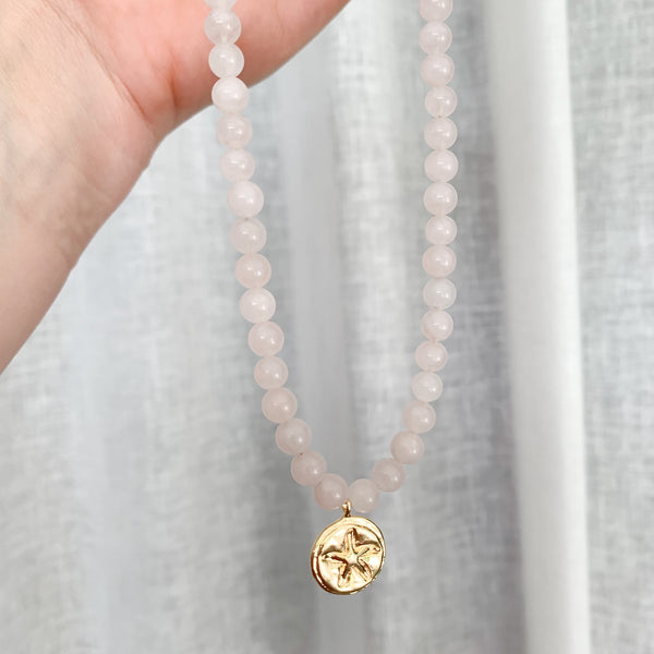 Gemstone Madagascar Rose Quartz Natural Beaded Necklace