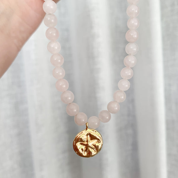 Gemstone Madagascar Rose Quartz Natural Beaded Necklace