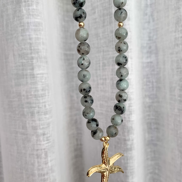 Gemstone Lotus Jasper Natural Beaded Necklace