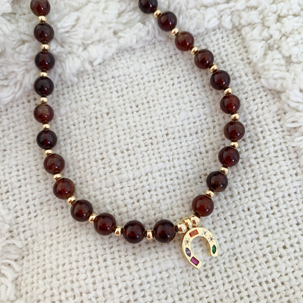 Gemstone Orange Garnet Crystal Beaded Necklace