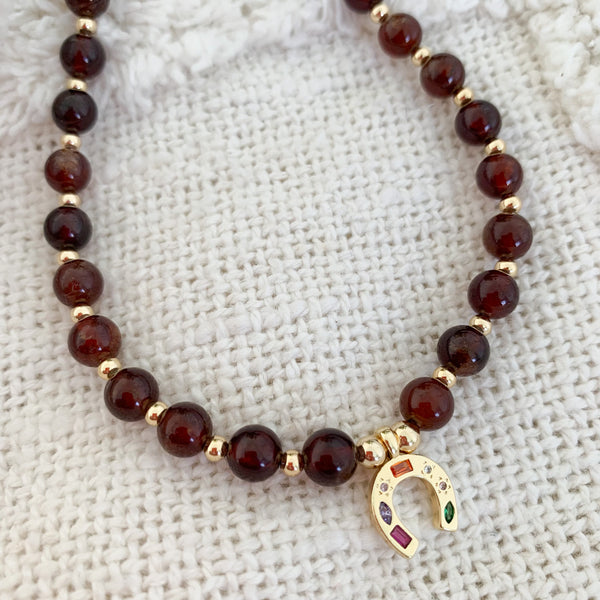 Gemstone Orange Garnet Crystal Beaded Necklace