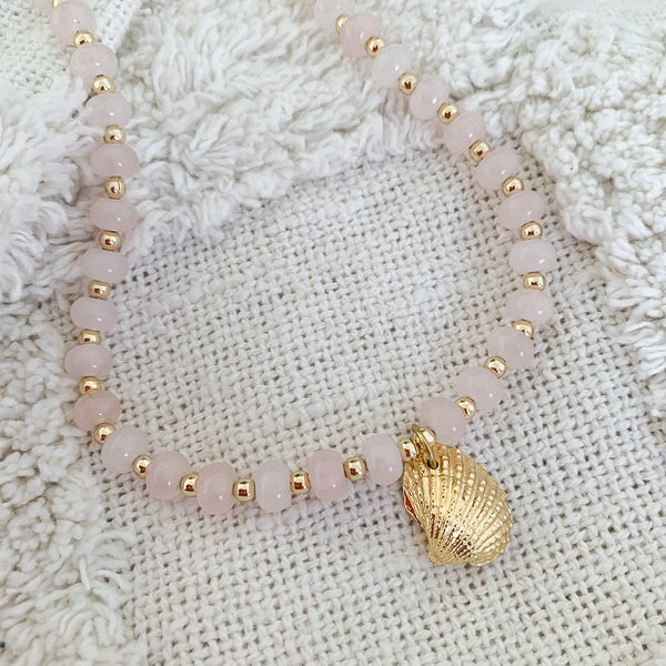 Natural Gemstone Rose Quartz Rondelle Crystal Beaded Necklace