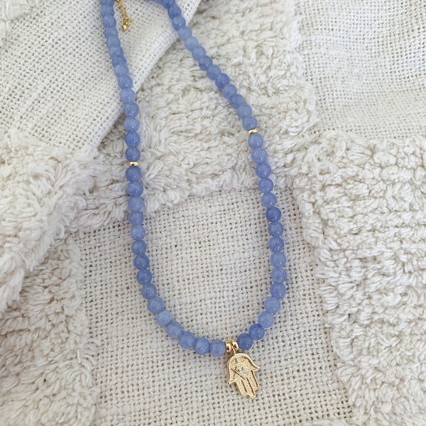Gemstone Angelite Crystal Beaded Necklace